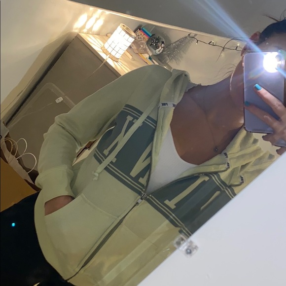 super light lime green/yellow PINK zip up hoodie - Picture 4 of 4